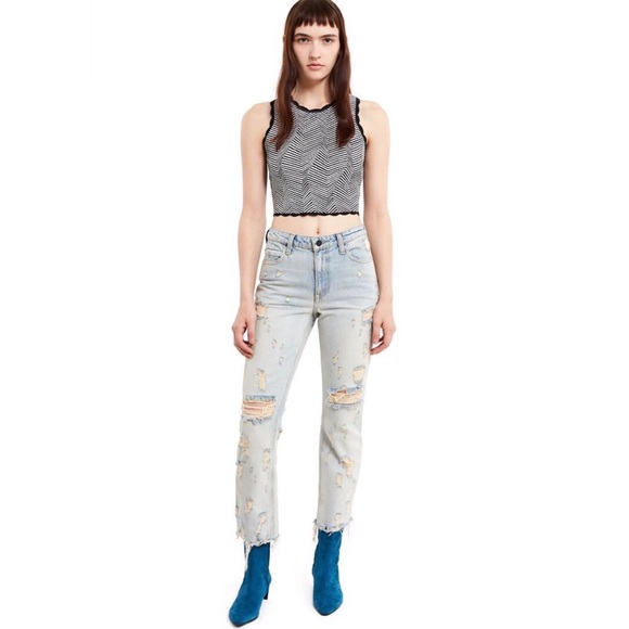 NWT Alexander Wang Grind Scratch Cropped Jeans - Picture 3 of 8